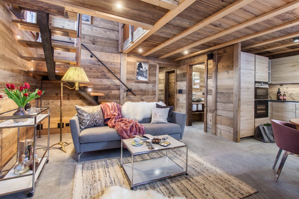 Living area with open kitchen at Mountain Chalet 4 You